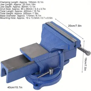 hand tools FlatNose Pliers with Anchor Tray Base 14kg Engineer Table Bench Vice Clamp Table Vice 8 Inch Bench Vise for Installation on The Workbench