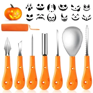 Halloween Pumpkin Carving Kit,Professional and Heavy Duty Stainless Steel Tools,Pumpkin Carving Set with12 Pumpkin Stencils Carrying Case