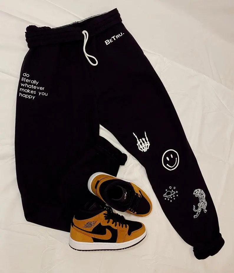 Do Literally Whatever Makes You Happy Sweatpants, Funny Quote Joggers, Positive Statement Lounge Pants, Casual Unisex Streetwear