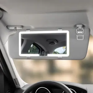 3 Lighting Modes LED Car Vanity Mirror, Touch Dimmable Sun Visor Mirror, Rechargeable Clip-on Makeup Mirror for Car Interior