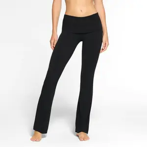 Cotton Jersey Foldover Pants �C High Waist Stretch Lounge Yoga Pants with Foldover Waistband, Soft Breathable Fabric, Perfect for Daily Wear & Workout