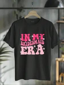 100% Cotton Groovy In My Bridesmaid Era Bachelorette Party T-Shirt Short Sleeve T-Shirt Women's Men's Graphic Tee Causal Tops
