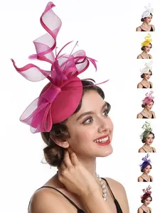 Women's Feather Decoration Hat, Vintage Wedding Headpiece, Bride Derby Hat, Elegant Bridal Accessory, Perfect for Weddings and Special Occasions