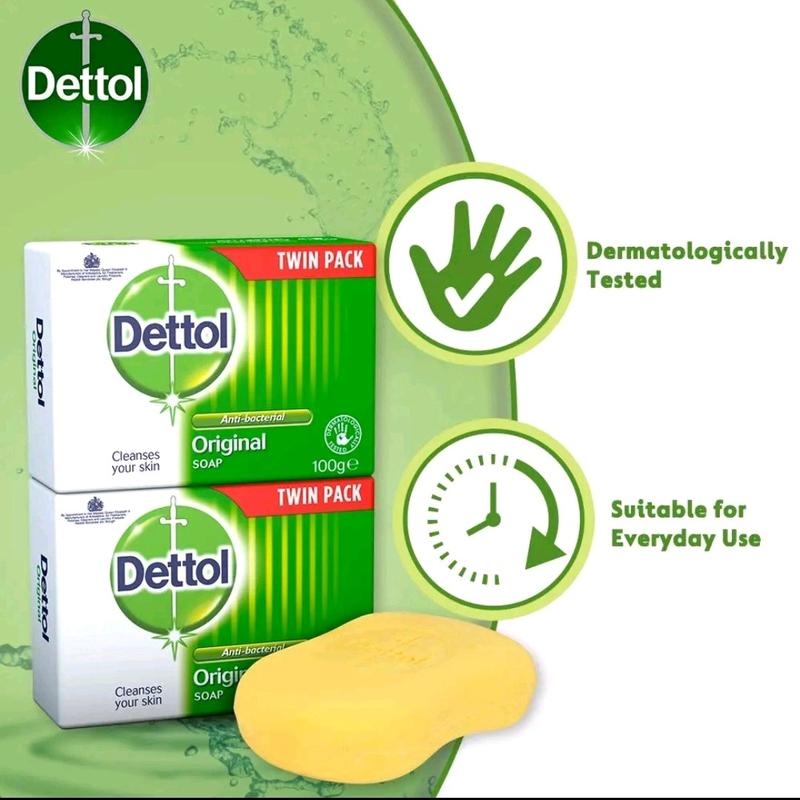 Dettol Anti Bacterial Original Soap 100g Twin Pack Dermatologically Tested, Suitable for Everyday Use