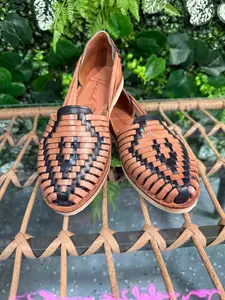 Marisol Women's Huaraches - Handcrafted Leather Shoes with Unique Woven Design & Black Accents - US Sizing Available