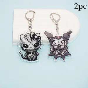 2pc Halloween Cartoon Acrylic Keychains, Perfect for Parties, Daily Wear, Anime Collectibles, Dark Theme Gifts