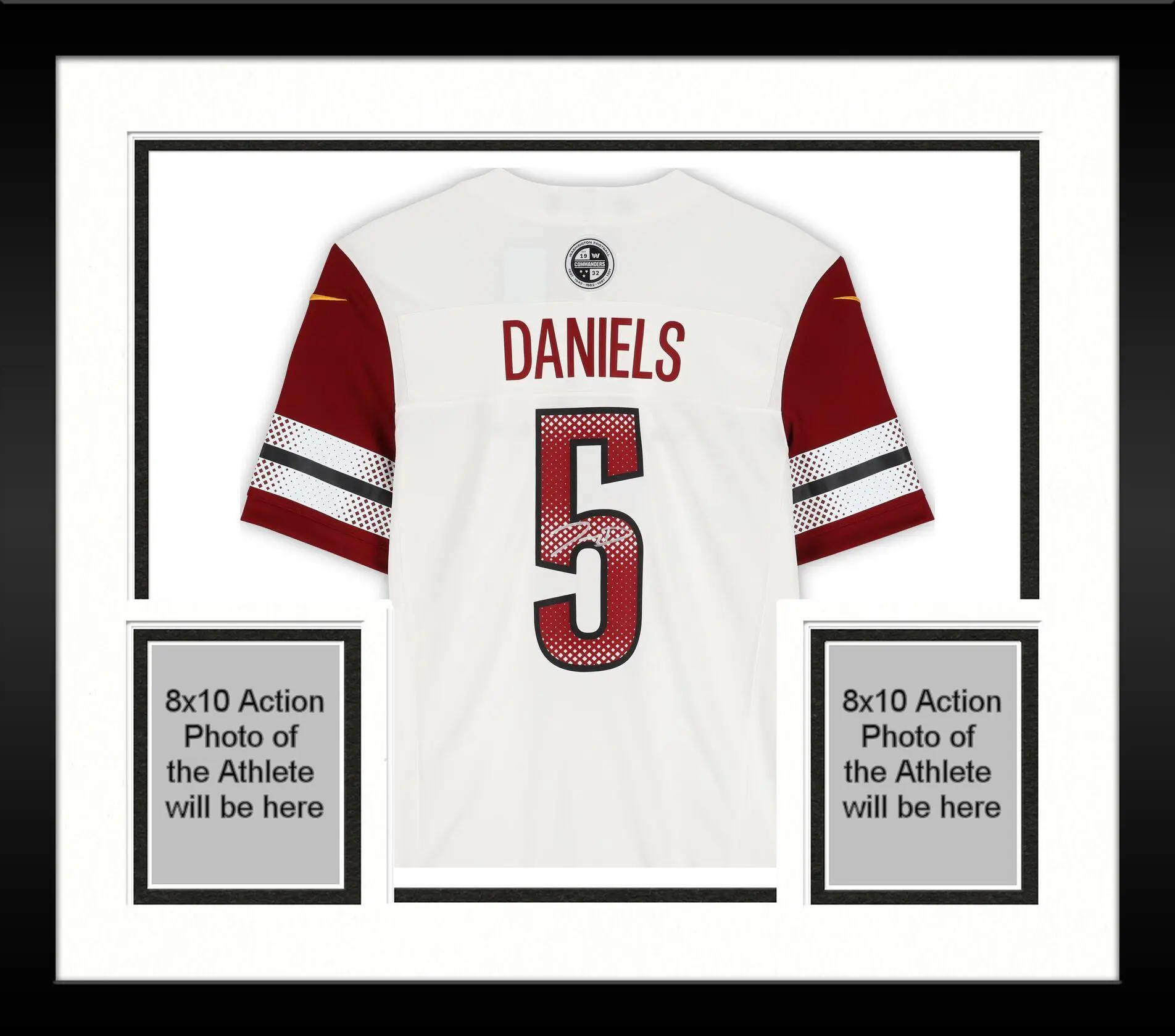 Framed Jayden Daniels Washington Commanders Autographed Nike White Vapor Fuse Limited Jersey - Fanatics Authentic Certified - NFL Memorabilia