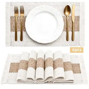 6Pcs Boho Placemats Set, Christmas Placemats Fall Placemats Halloween Decorations, Macrame Table Decor, Table Runner, And Farmhouse Style Placemats, For Dining Table Centerpiece Thanksgiving Home Decor, Fall Decor, Halloween tiktokshopspringglowup