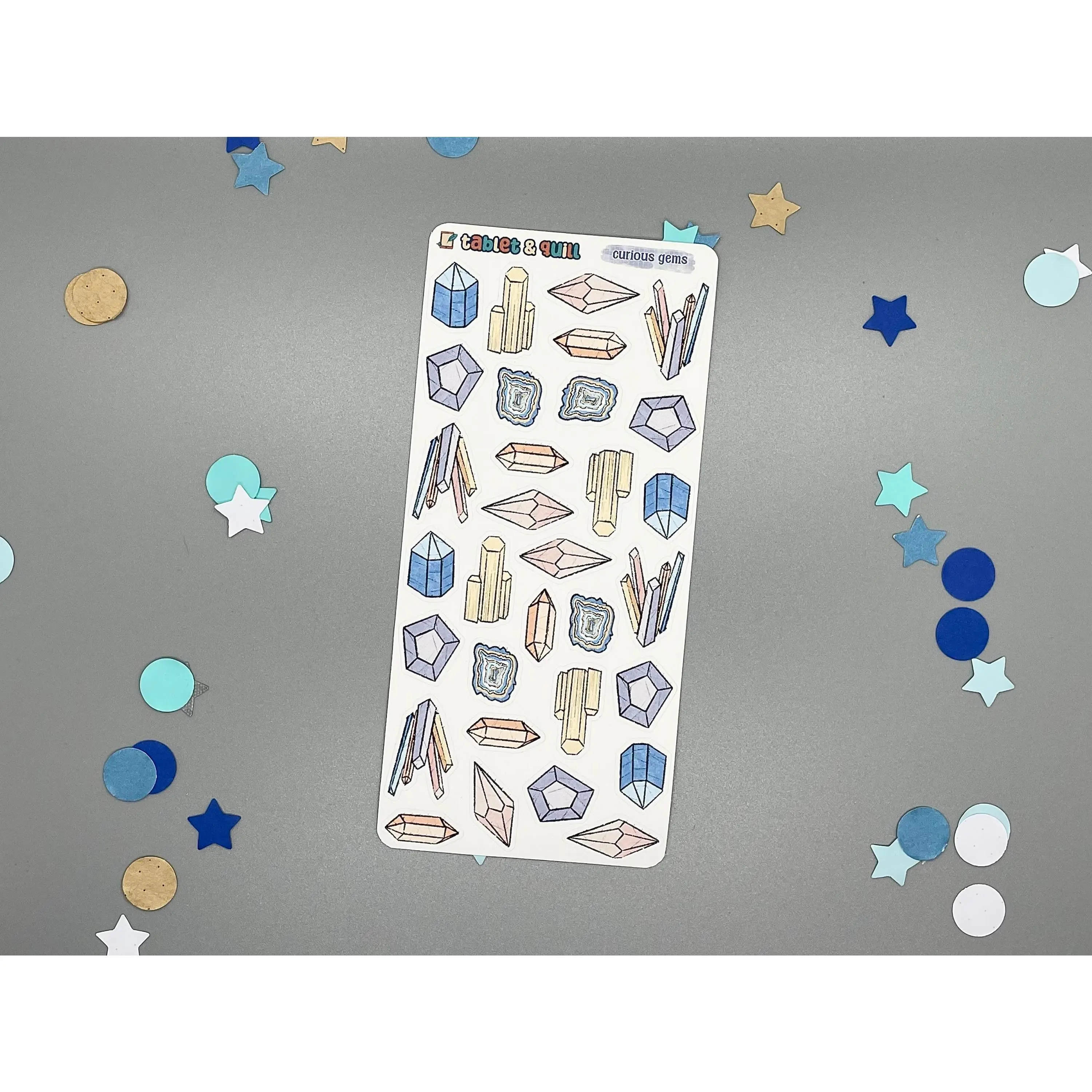 Crystal Themed Curious Gems Color Sticker Sheet