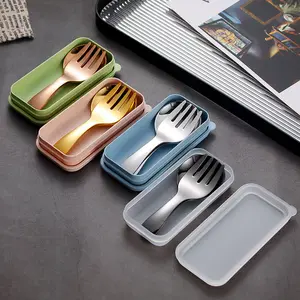 Camping Cutlery Set — Includes Fork, Spoon, and Storage Case — Portable Outdoor Picnic Set — Random Case Color — Camping Gear & Tableware