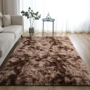 YJGWL fluffy rugs for living room or bedroom,  burgundy high pile plush rug for home decor, kids and girls room, decorating