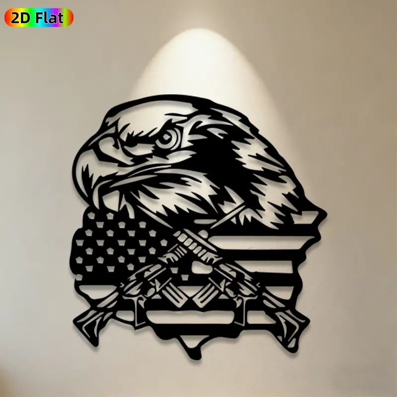 1pc Eagle & American Flag Metal Wall Art, Metal Wall Artwork, Statue Mural, Artistic Decoration, Gift for Independence Day, Patriotic Decor Enthusiasts, Metal Wall Decor Sculptures, For Outdoor Wall & Garden Fence, Patriotic Home Decor Lovers, Ornaments