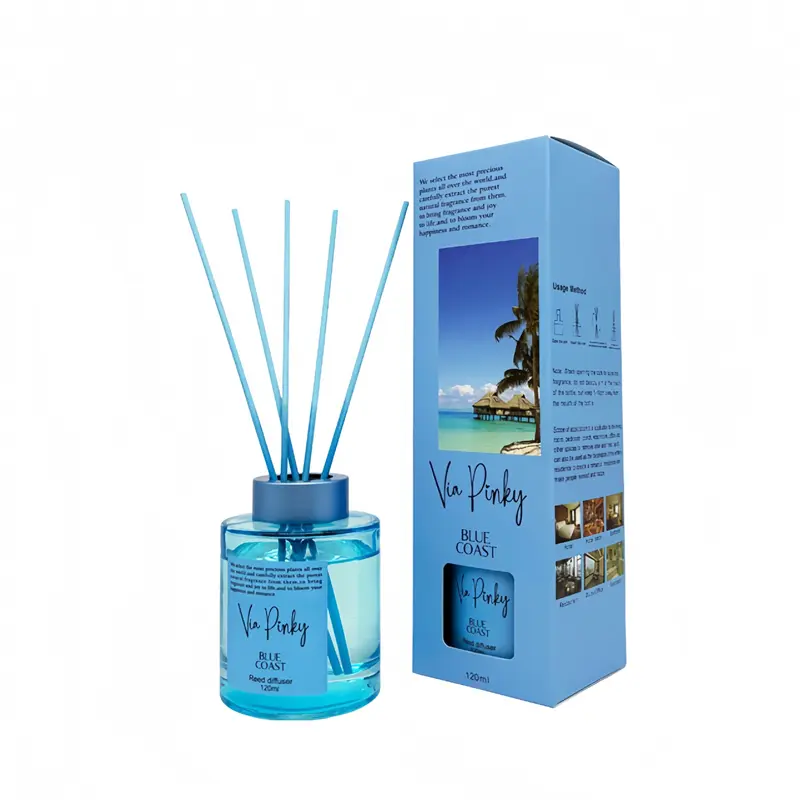 Blue Ocean Scented Reed Diffuser 120ml Room Aroma Freshener - Refreshing Ocean Scent, Long-Lasting Fragrance, Ideal for Home or Office Decor