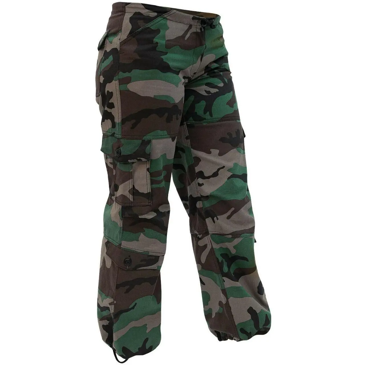 Womens Camo Army Fatigues Military Cargo Pants BDU Paratrooper