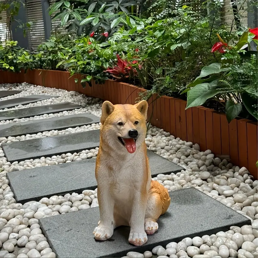 New Lifelike Shiba Inu Dog Statue - Resin Sculpture For Garden, Patio & Home Deco