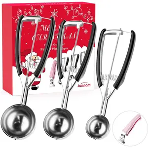 Cookie scoop set 3pcs ice cream scoopers 188 stainless steel cookie dough scoop with trigger release thickened cookie scoops for baking1 tbsp 2 tbsp 3tbsp gripper is gift