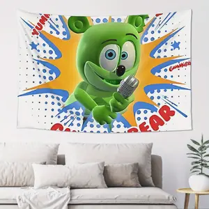 1pc Tapiz Lucky Gummy Bear Wall Hanging Poster -  Vibrant Cartoon Art Print, Durable Fabric Home Decor for Teen Room, Birthday Gift, Movie-Themed Room Decor (No Electricity Needed), Bear Decor, Teen Room Decoration