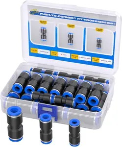 30 count Quick Connect Air Hose Connectors 1/4 5/16 3/8 inch Straight Push to Connect Fittings Kit Quick Release Pneumatic Connectors Air Line Fittings for 1/4 5/16 3/8 inch Tube