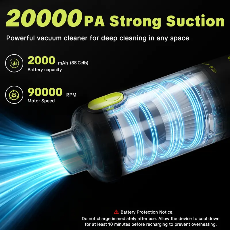 SEESE Car Vacuum Portable Cordless, 20000Pa 2 in 1 Vacuum Cleaner&Air Duster, 100W Brushless Motor Handheld Vacuum Cordless with 6000mAh Battery, Multi-Nozzles for Car, Home, Office, Pet toolupgrade SEESE Car Vacuum Portable Cordless, 20000Pa 2 in 1 Vacuum Cleaner&Air Duster, 100W Brushless Motor Handheld Vacuum Cordless with 6000mAh Battery, Multi-Nozzles for Car, Home, Office, Pet toolupgrade