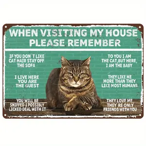 Vintage Cat-Themed Metal Sign - 8x12 Inch, Humorous Tin Wall Art for Home, Durable Outdoor Decor, 1pc