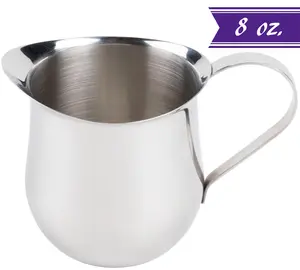 8 oz / 240 ml Stainless Steel Bell Creamer – Bell-Shaped Serving Cream Pitcher – Perfect for Coffee, Tea, Milk, and Syrups – Durable, Rust-Resistant, Dishwasher Safe by Tezzorio Jugs Classic