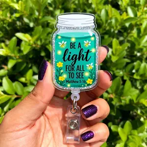 Christian Badge Reel, Be A Light Inspirational ID Holder, Religious Gift for Nurses