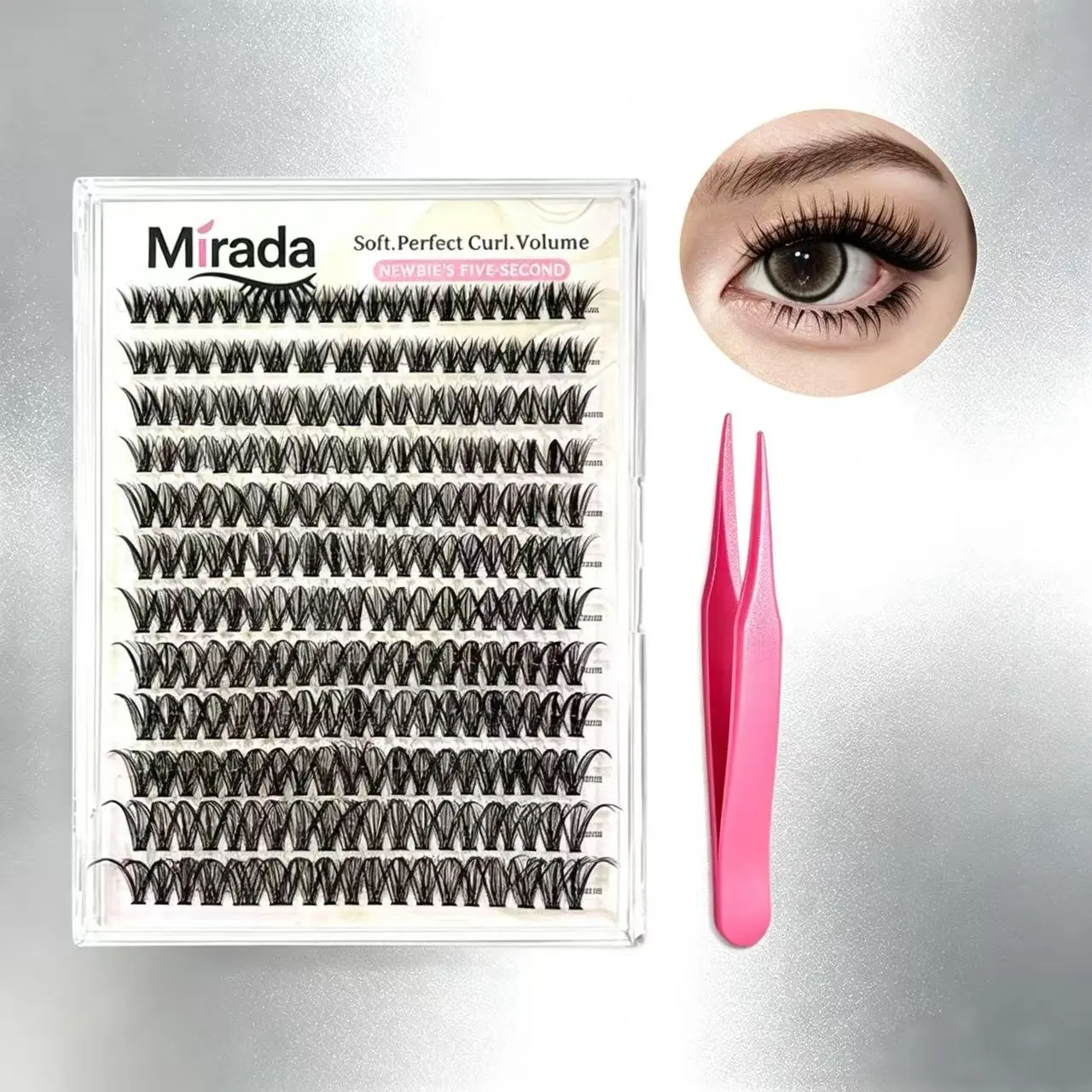 【A09】12 Rows Lazy Self-Adhesive Fake Eyelashes, Segmented Single Strands, Natural Cute Look for Beginners