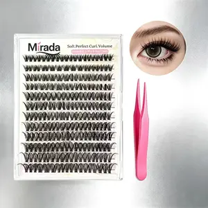 【A09】12 Rows Lazy Self-Adhesive Fake Eyelashes, Segmented Single Strands, Natural Cute Look for Beginners