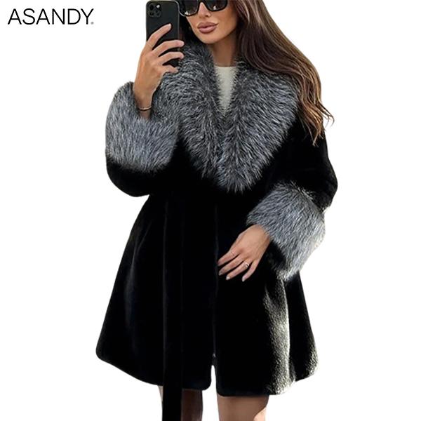 ASANDY Women’s Winter Lace-Up Leopard Print Faux Fur Coat Elegant Synthetic Leather Jacket Warm & Fashionable Outdoor Sports Coat Suitable for Cold Weather Suitable for Both Autumn and Winter