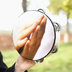 8-inch tambourine palm double layered hand cranked tambourine percussion instrument for children's education instrument party wedding