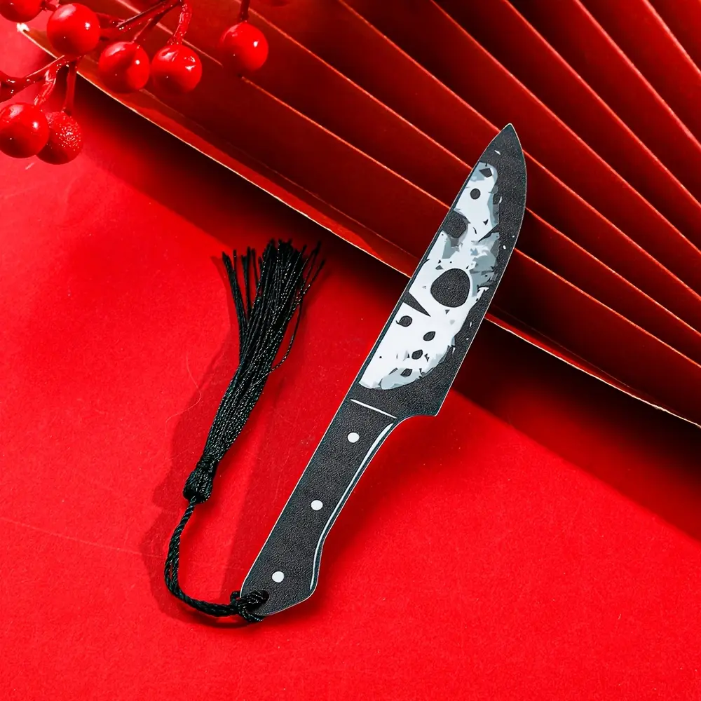 1 pc Gothic Dagger Bookmark with Black Tassel - Perfect for horror fans, Halloween decorations, and birthday gifts, Halloween decorations | Gothic Dagger design | Detailed engraving, bookmark