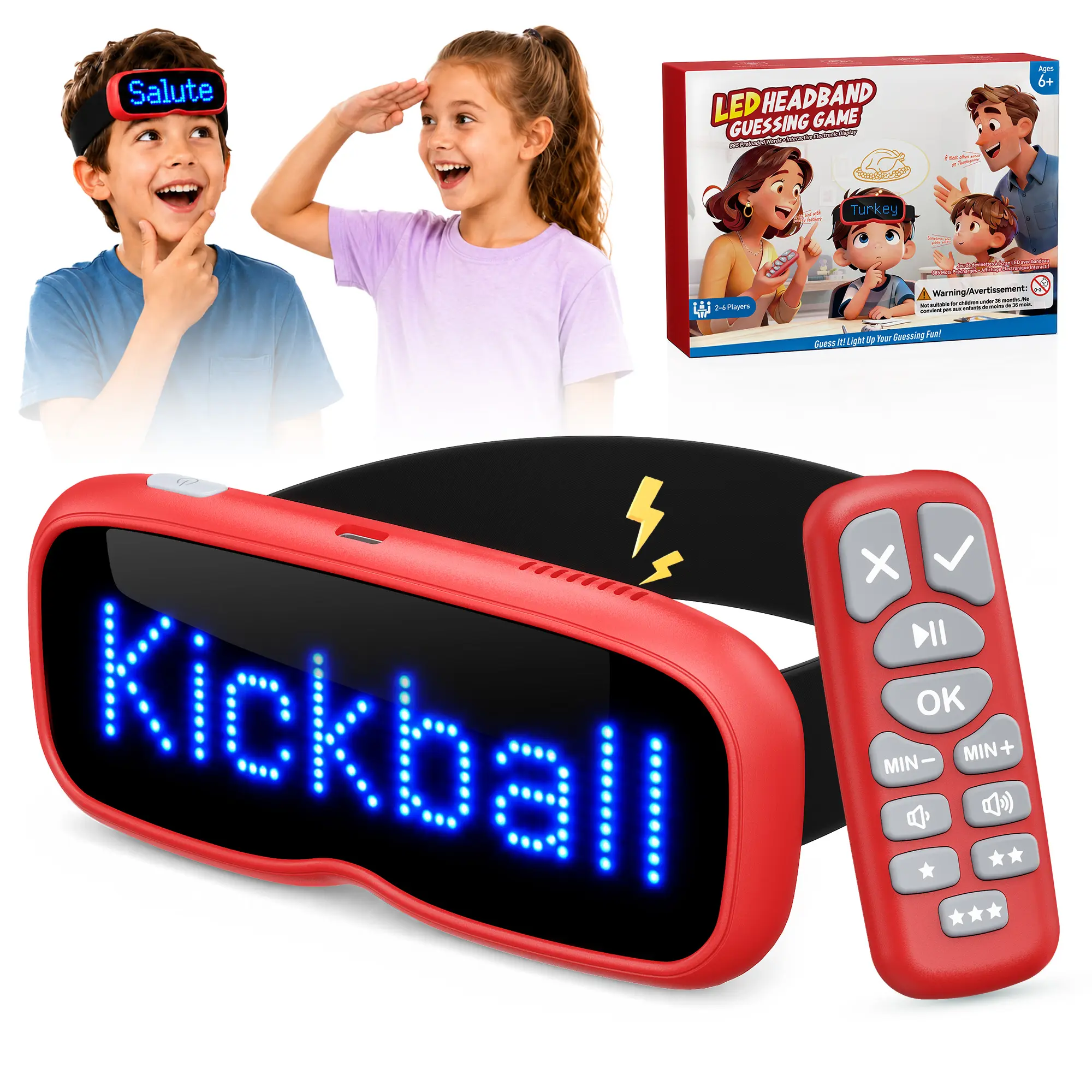 LED Guess Band - Headband Guessing Game Set for Parties and family game night,  Charades Party Game Set, Family Game Night Toy for Kids and Adults