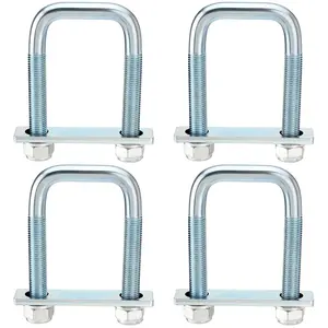 4 Pack Square U Bolt for 2.5 Inch Wide Leaf Spring, Galvanized Steel U Bolt Brackets with Plates, 4-5/8" Long x 2-5/8" Wide x 5/8" Diameter, Fit for Truck, Trailer and Boat