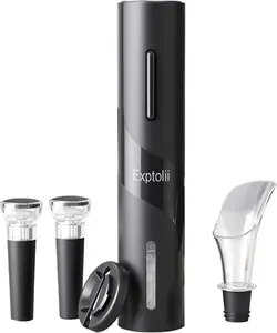 Exptolii Electric Wine Opener Set - Automatic Corkscrew, Foil Cutter, Vacuum Stopper & Wine Aerator Pourer - Effortless Wine Opening & Enhanced Flavor Experience for Wine Lovers