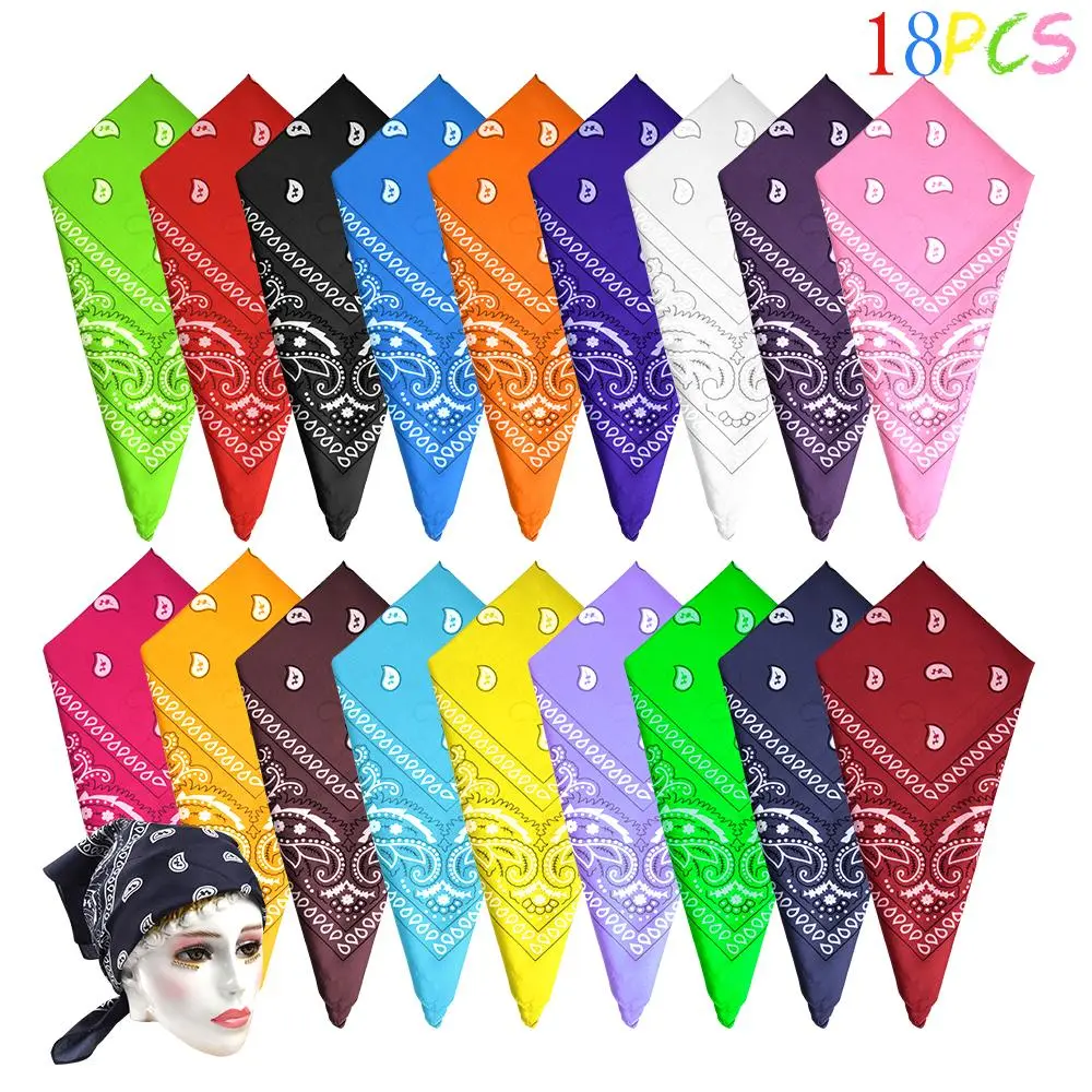 18 Pcs Paisley Bandanas Cowboy Bandana Paisley Print Head Wrap Scarf Style Rainbow Keffiyeh Casual Soft Shawl, Valentine's Day gift