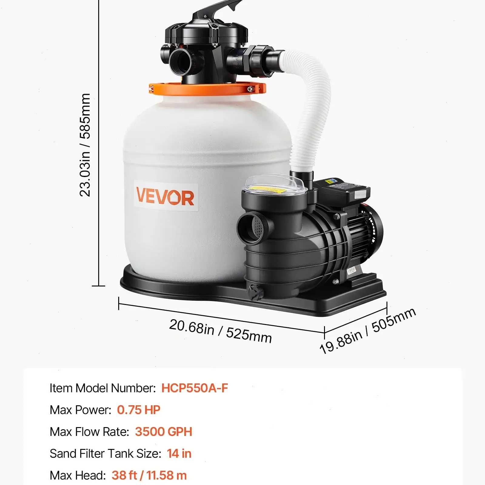 14 inch - 3500 GPH, 0.75 HP