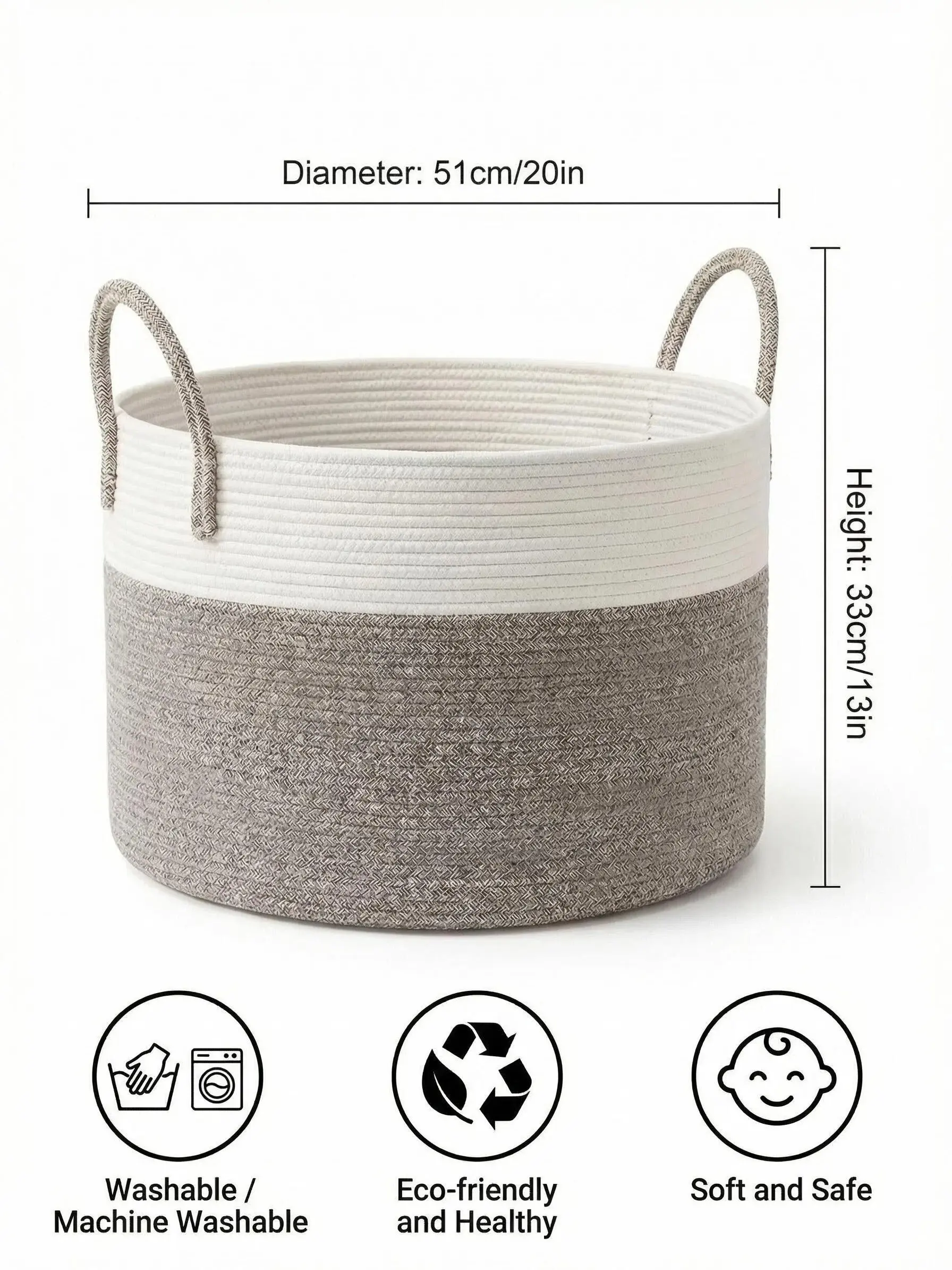 Large Capacity Clothes Basket with Handle, Summer Foldable Laundry Basket, Storage Basket for Home Laundry Room, Bedroom, Living Room, Laundry Basket Organizer