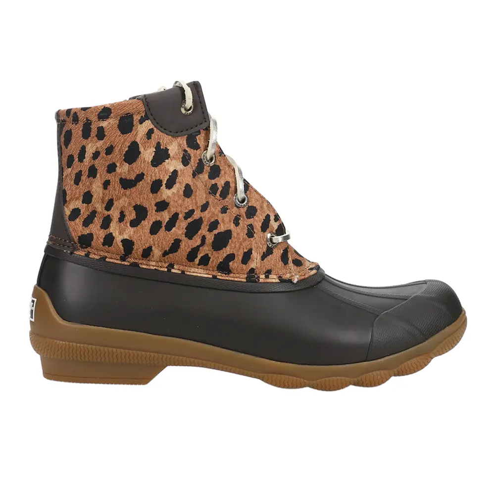 Sperry Womens Syren Gulf Leopard Duck Casual Boots Ankle Low Heel 1-2" - Brown