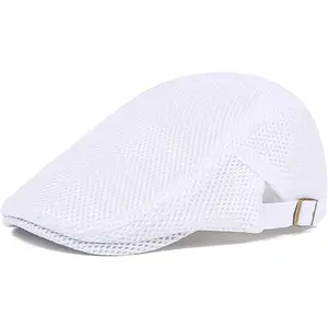Mens Breathable Mesh Summer Hat Adjustable Newsboy Beret Ivy Cap Cabbie Flat Cap