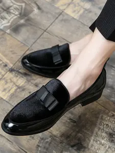 Men's Fashion Casual Leather Shoes, Formal Shoes, One-Step Slip-On Design, Large Size Pointed Toe Rock Style, Perfect for Wedding Groom, Runway Shows, Nightclubs, Office, Footwear