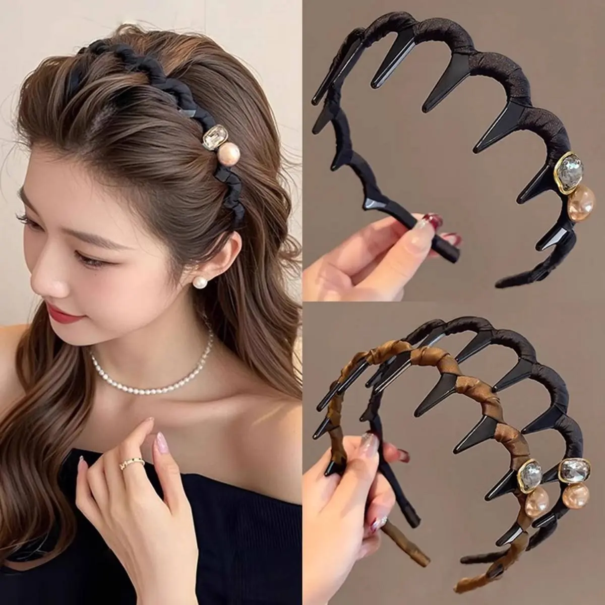 Zig Zag Headbands for Women, Elastic Solid Color Band-Shaped Non-Slip Hairbands for Face Washing, Skincare & Daily Styling, Band-Shaped Headbands