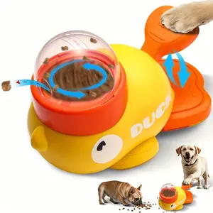 Duck Shape Interactive Dog Treat Dispenser, Manual Press Feeder for Small Medium Large Dogs, Durable Plastic Training Toy