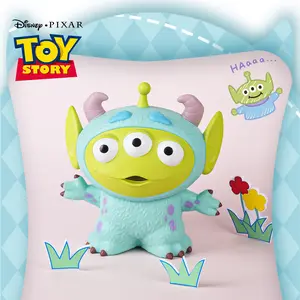 L-1pc Disney officially licensed Toy Story Alien Sulley Figural Bank Save Money Bank Oddly Shaped Coin Bank Anime Movie Characters Statue Model Desktop Ornament Dopamine Color Best Birthday Gift