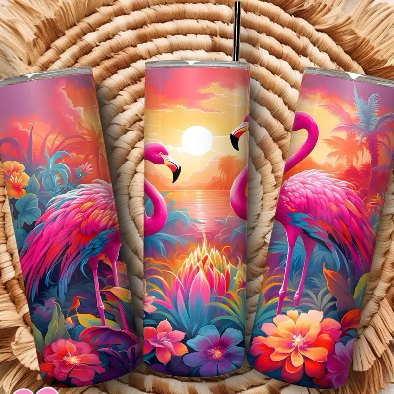 Flamingo sunset 20oz tumbler Drinkware Stainless Steel