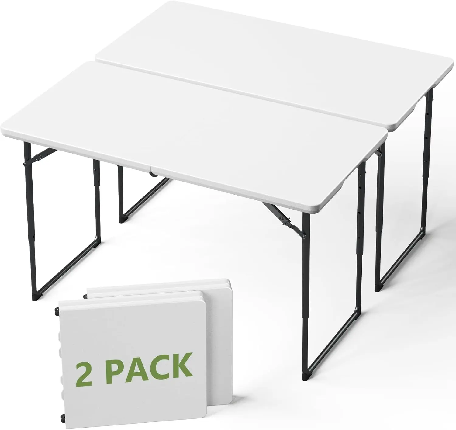 FURNIEDGE 4FT/6FT Rectangular Folding Table & Multiple Seats Chairs Set, No-Assembly Portable Heavy-Duty Table with 3 Adjustable Heights for Outdoor Camping, Indoor Dining