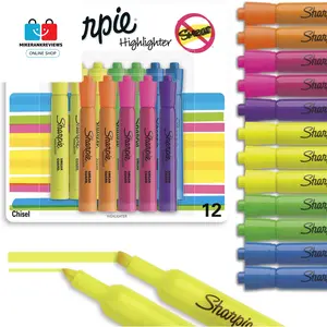 Tank Style Highlighters, Chisel Tip Fluorescent Highlighter Marker Set, Office and Teacher Supplies, Assorted, 12 Count No Brand