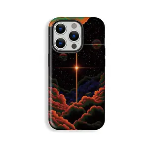 Cool Drop Resistant Phone Case with Pixel Style Space Star Pattern, Pixel Style Lovers, Cool Protective Case, Gift for Him or Her, Shockproof, Double Shell Anti-drop, Wear Resistant, Phone Case Suitable for Iphone 11/12/13/14/15/16/17 Pro Promax Plus Air