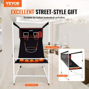 VEVOR Arcade Cage Basketball Game, 2 Player Indoor Basketball Game, Home Dual Shot Sport with 5 Balls, 8 Game Modes, Electronic Scoreboard, and Inflation Pump, for Kids, Adults (Black White)