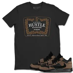 Hustle Harder Graphic Tee - Sneaker T-Shirt To Match Jumpman Jack Travis Dark Mocha