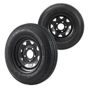 Garvee 2 Pack 4.80-12 Trailer Tires with 12 Inch Rims, 5 Lug 4.5in Wheel, Load Range C 6PR, Black Tire for Trailer Lawn Mower Tractor Boat